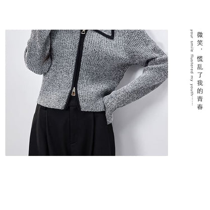 Collar Plain Zip Cardigan