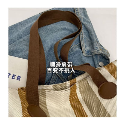 Color Block Canvas Tote Bag