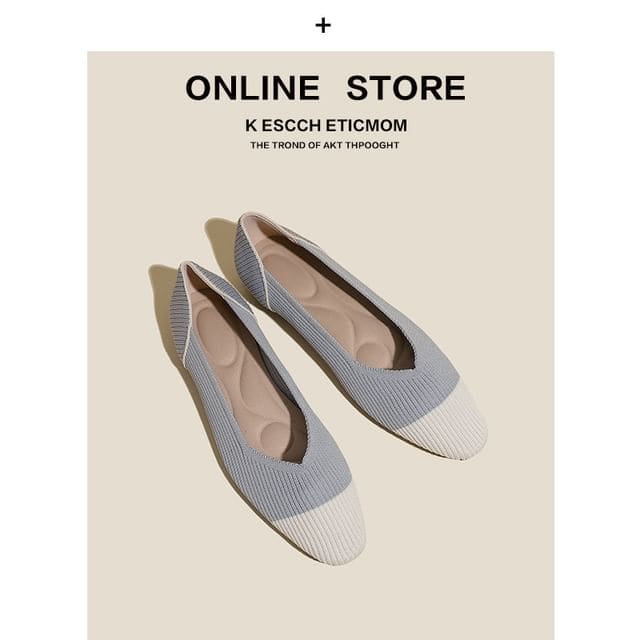 Color Block Fabric Flats - Off-White Toe Cap - Gray / 34