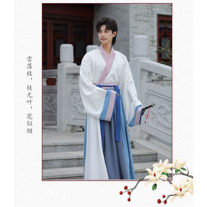 Color Block Hanfu Blouse / Dotted Blouse / High Waist Maxi