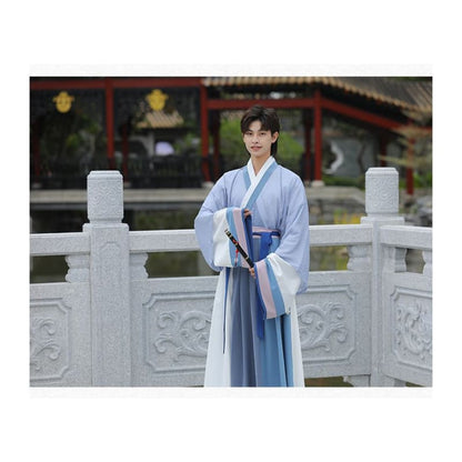 Color Block Hanfu Blouse / Dotted Blouse / High Waist Maxi