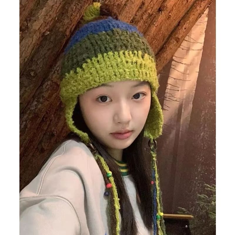 Color Block Knit Beanie