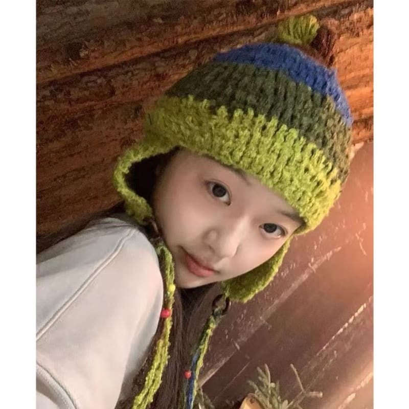 Color Block Knit Beanie