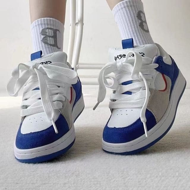 Color Block Mesh Sneakers - Blue / 35