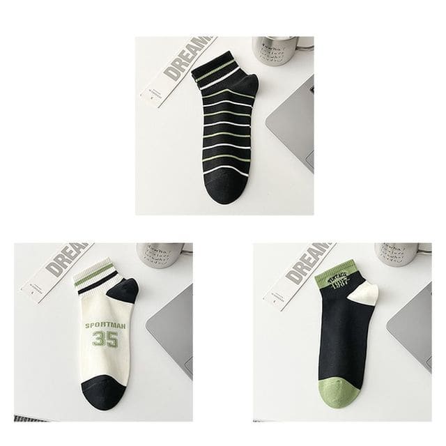 Color Block Socks Set - Set of 3 - 1 Pair - Pinstripe