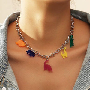 Color Dino Chain Necklace - Adjustable - Necklace