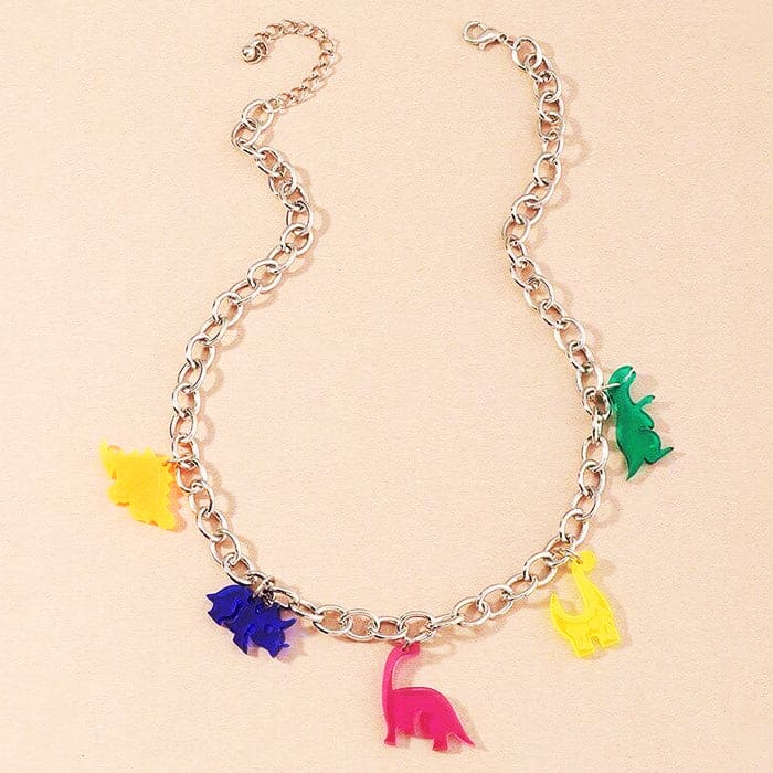 Color Dino Chain Necklace - Adjustable - Necklace