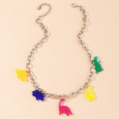 Color Dino Chain Necklace - Adjustable - Necklace