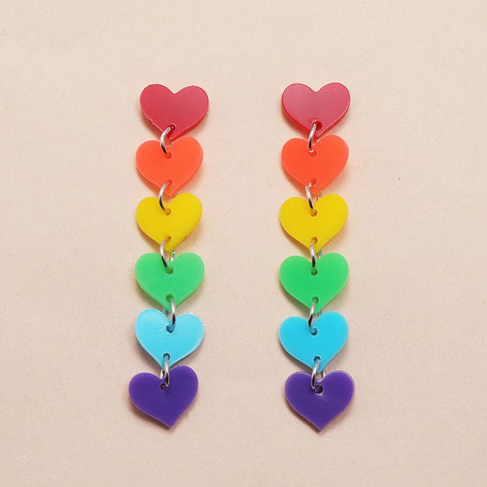 Color Heart Earrings - Standart / Rainbow - earrings