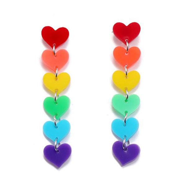 Color Heart Earrings - Standart / Rainbow - earrings