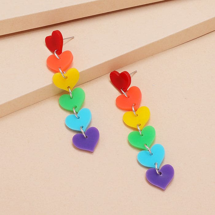 Color Heart Earrings - Standart / Rainbow - earrings