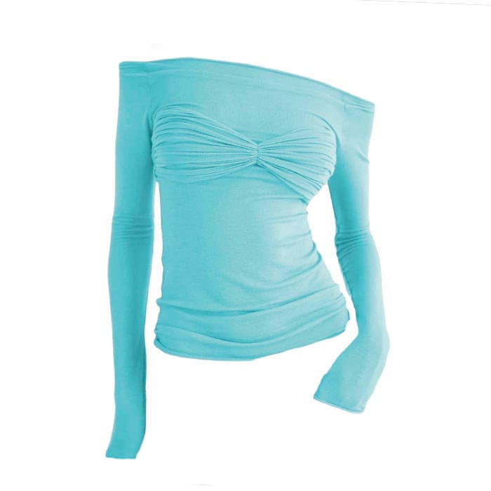 Color Long Sleeve Top - S / Blue - Tops