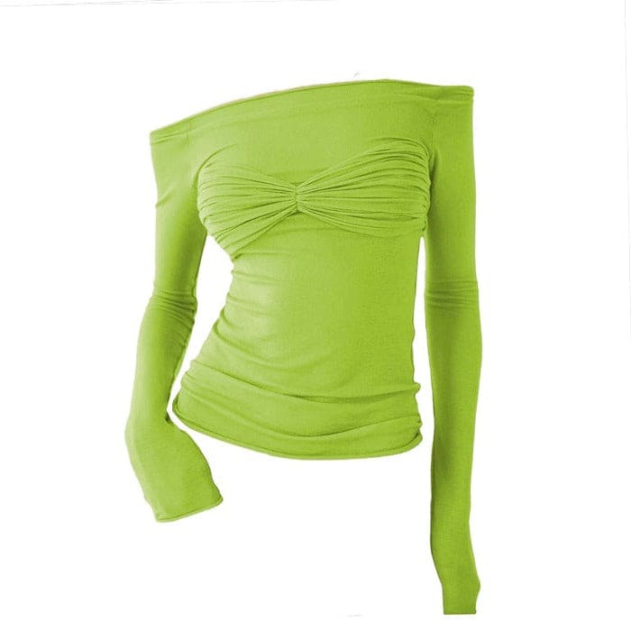 Color Long Sleeve Top - S / Green - Tops