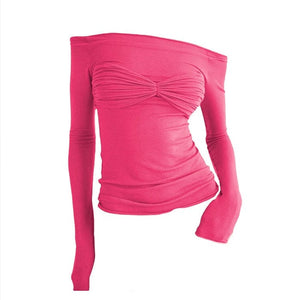 Color Long Sleeve Top - S / Pink - Tops