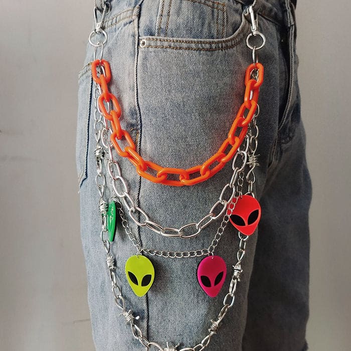 Colorful Alien Pant Chain Belt - Belts