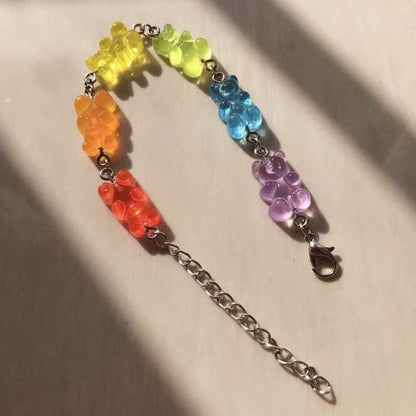 Colorful Bear Bracelet - Adjustable - earrings