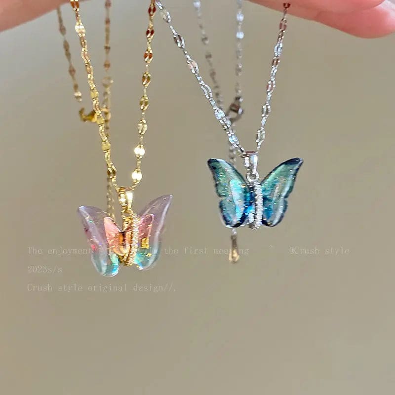 Kawaii Aesthetic Y2K Cute Fairy Colorful Butterfly Necklace MK Kawaii Store