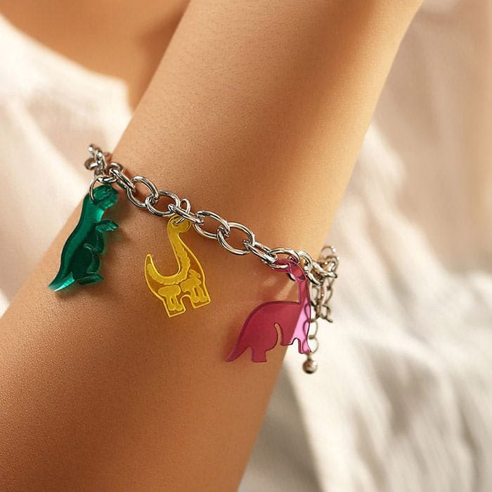 Colorful Dino Bracelet - Adjustable - earrings