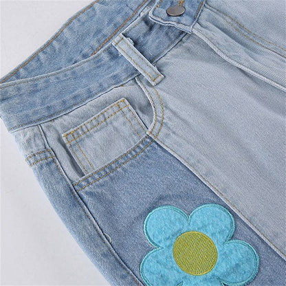 Colorful Flowers Denim Jeans - Jeans