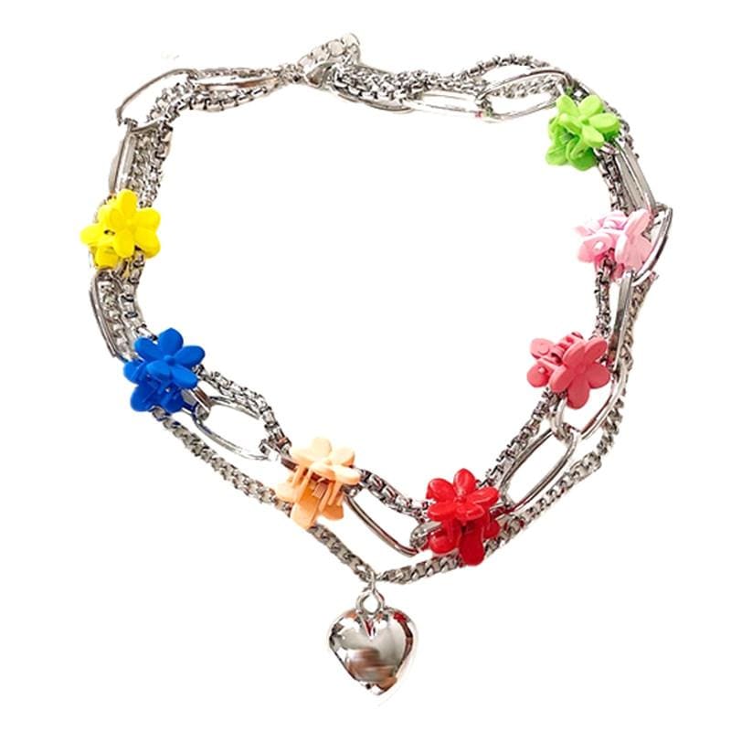 Colorful Flowers Necklace - Standart / Multicolor - Necklace