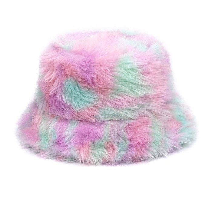 Colorful Fluffy Bucket Hat - Standart / Pastel - Hats
