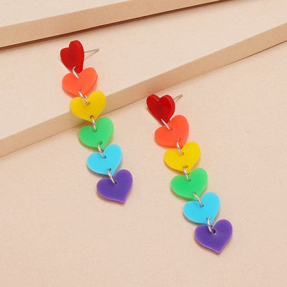 Colorful Heart Earrings - Standart / Rainbow - earrings