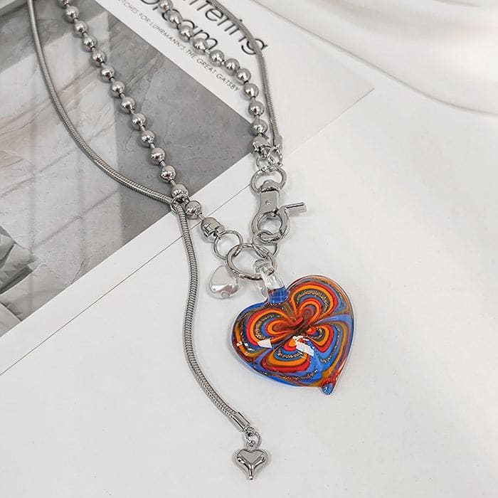 Colorful Heart Necklace - Standart - Necklace