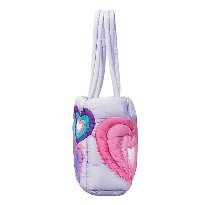 Colorful Heart Puffer Shoulder Bag - Standart / Purple/pink