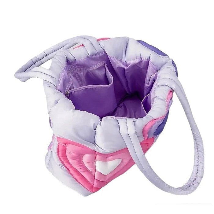 Colorful Heart Puffer Shoulder Bag - Standart / Purple/pink