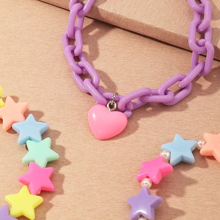 Colorful Heart Star Bracelet - Standart / 3pcs - bracelet