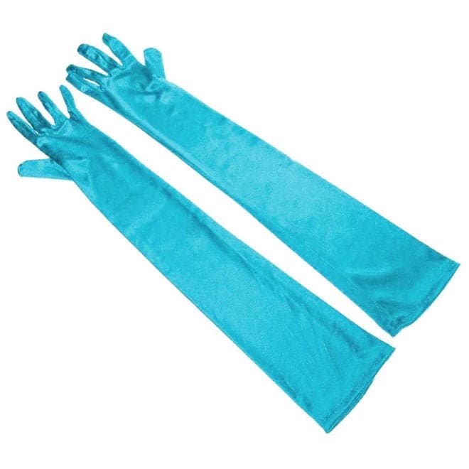 Colorful Satin Gloves - Baby blue - Other