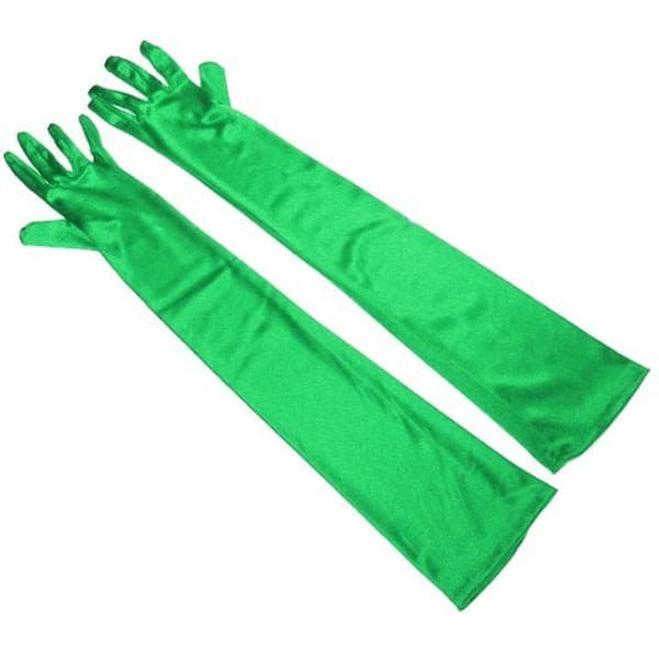 Colorful Satin Gloves - Green - Other