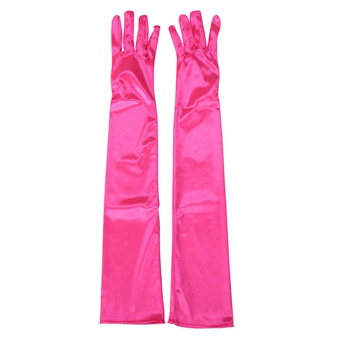 Colorful Satin Gloves - Hot Pink - Other