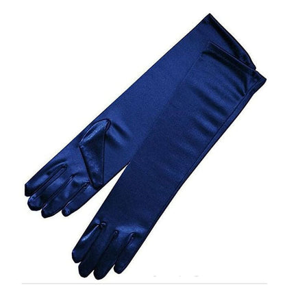 Colorful Satin Gloves - Navy Blue - Other