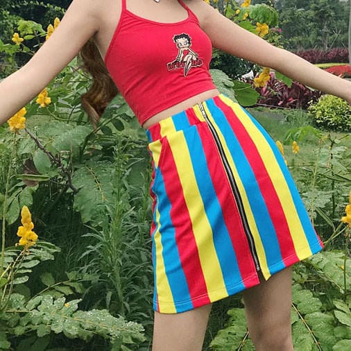 Colorful Striped Skirt - Skirt