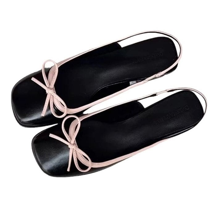 Comfort Bow Square Toe Sandals - Shoes