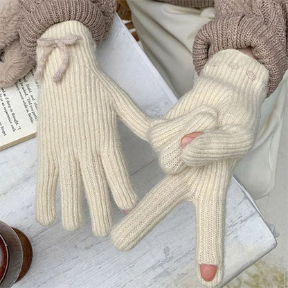 Comfortable Bow Knit Gloves - Other