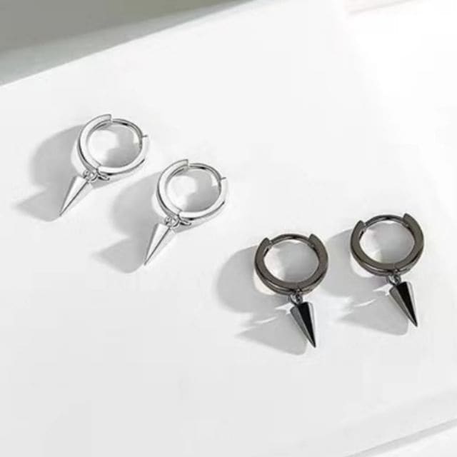 Cone Sterling Silver Drop Hoop Earring