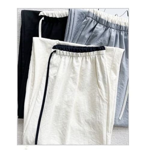 Contrast Panel Drawstring High Rise Wide Leg Sweatpants