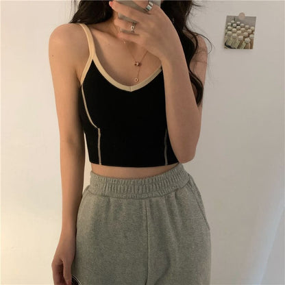 Contrast Trim Cropped Camisole Top