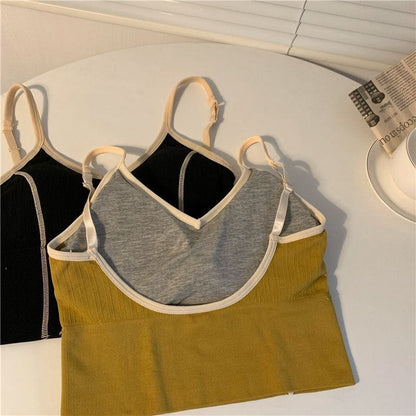 Contrast Trim Cropped Camisole Top