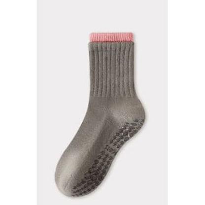 Contrast Trim Ribbed Yoga Short Socks / Set - Dark Gray