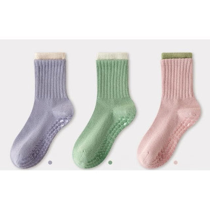 Contrast Trim Ribbed Yoga Short Socks / Set - Set of 3