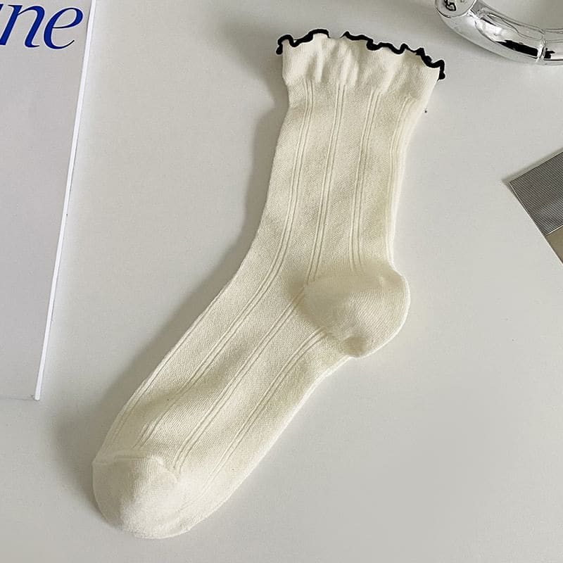 Contrast Trim Socks Set