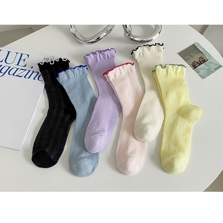 Contrast Trim Socks Set