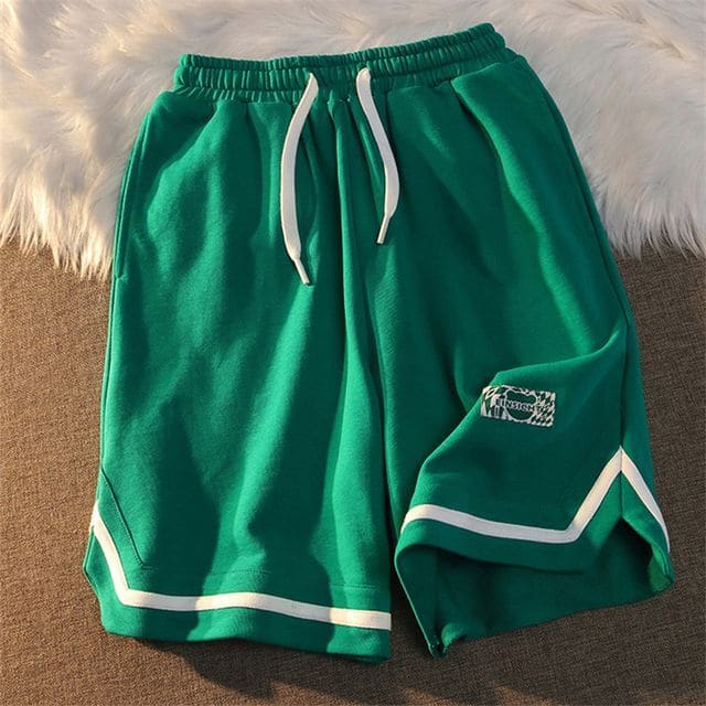 Contrast Trim Sweatshorts - Green / S