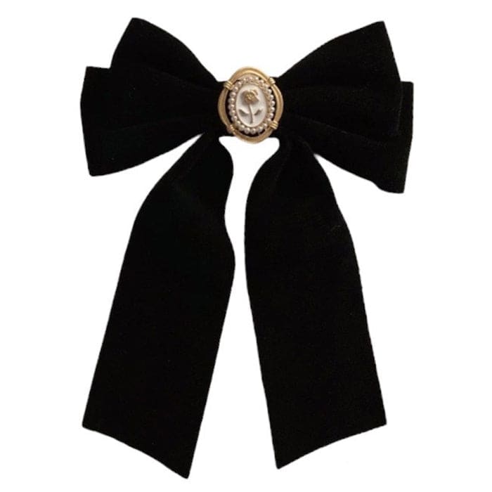 Coquette Black Velvet Hair Bow - Black / Long - Other