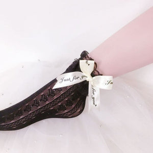 Coquette Jirai Kei Socks ON1454 - Black-white bow