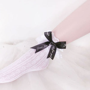 Coquette Jirai Kei Socks ON1454 - White-black bow