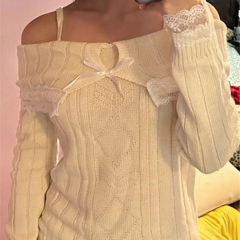 Kawaii Aesthetic Y2K Cute Fairy Coquette Knit Sweater Top MK Kawaii Store